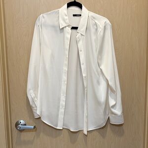 Quince Washable Stretch Silk Blouse in Ivory - M - EUC
